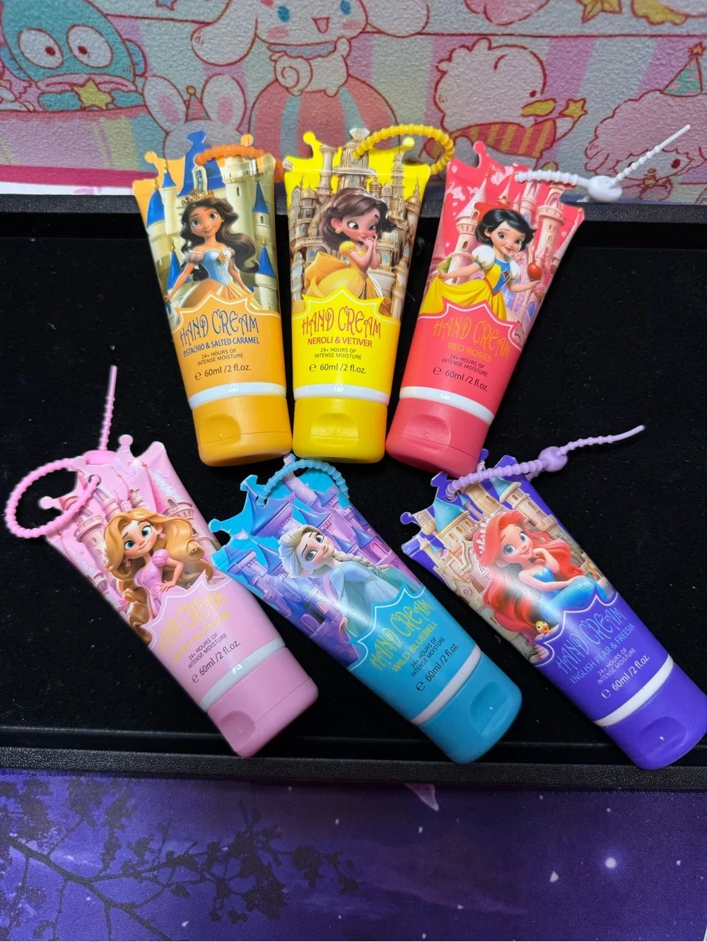 Bundle of 6 disney princess hand cream lotions 24+ hours of intense moisture